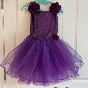 Layla's dress dance show costume purple sequin with tulle size LC